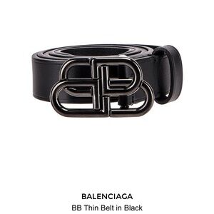 Balenciaga Black Leather Belt